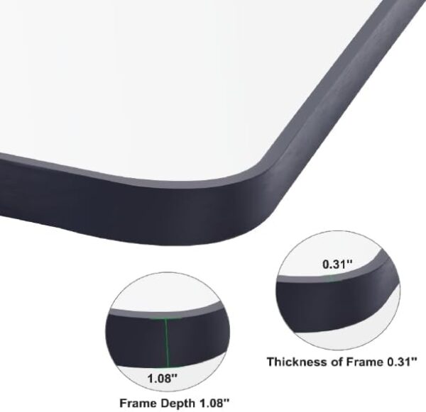 Bathroom Black Framed vanity mirror with Curved Edge - Image 4
