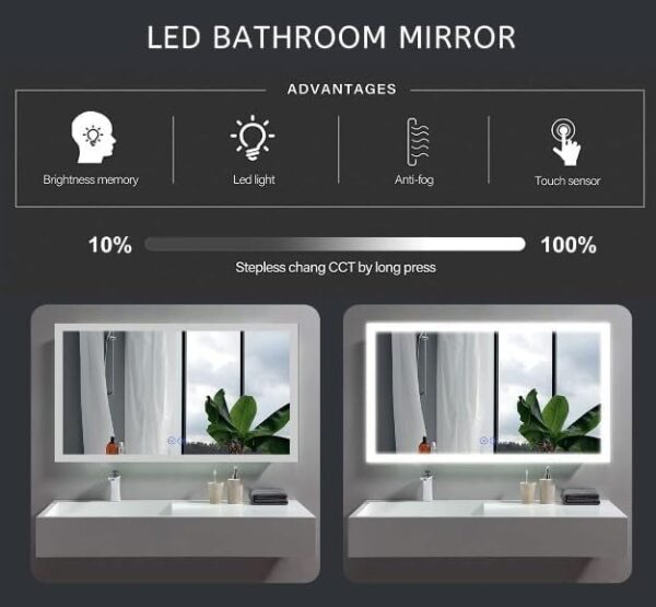 Illuminated Bathroom LED Mirror with Magnifying Glass - Image 2