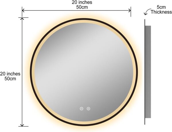 LED Bathroom Vanity Round Mirror with Touch Sensor and Defogging - Image 4