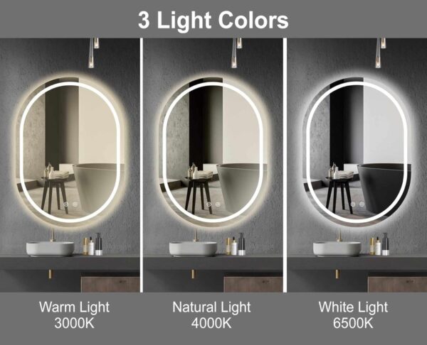 Oval LED Vanity Mirror with Defogging and Touch Sensor - Image 5