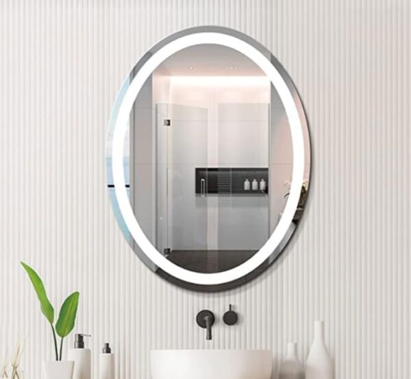 Bathroom Illuminated LED Oval Mirror with touch sensor and defogging - Image 3