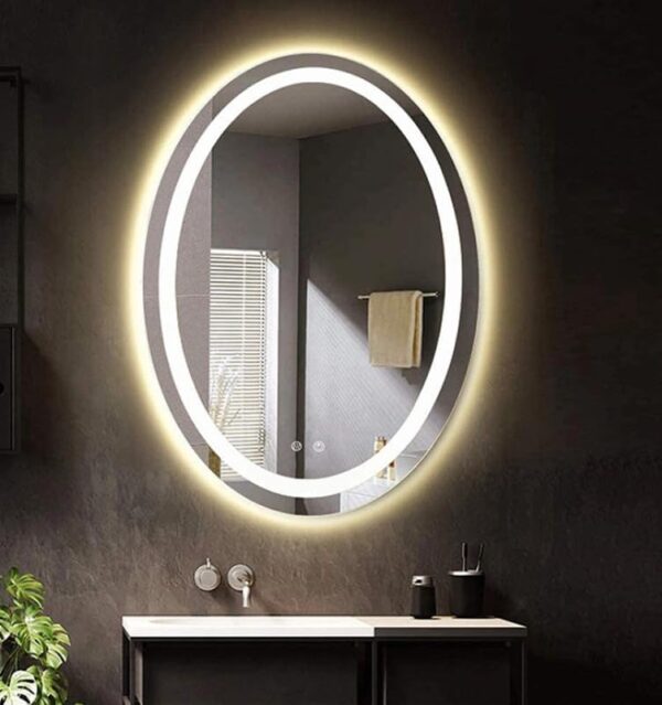 Bathroom Illuminated LED Oval Mirror with touch sensor and defogging
