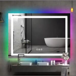 Bathroom RGB LED Vanity mirror with Anti-fog and touch sensor