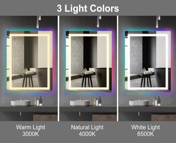 Bathroom RGB LED Vanity mirror with Anti-fog and touch sensor - Image 7