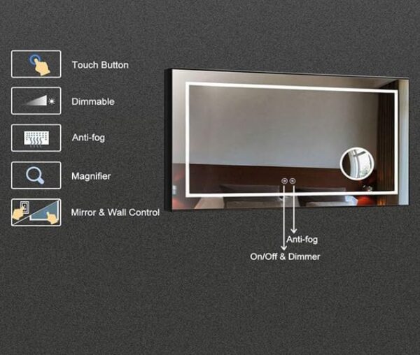 Illuminated Bathroom LED Mirror with Magnifying Glass - Image 6