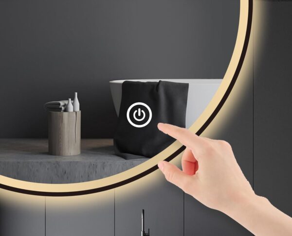 LED Bathroom Vanity Round Mirror with Touch Sensor and Defogging - Image 3
