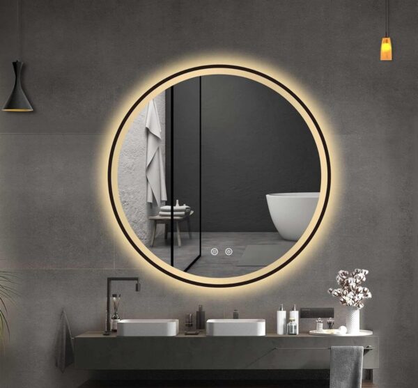 LED Bathroom Vanity Round Mirror with Touch Sensor and Defogging
