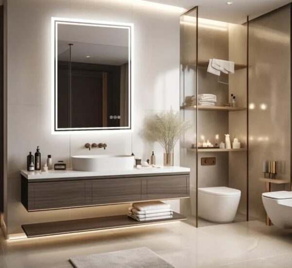 Bathroom LED Mirror with Bluetooth Speaker and Defogging - Image 2