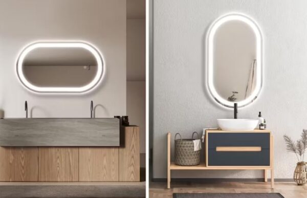 Oval LED Vanity Mirror with Defogging and Touch Sensor - Image 3
