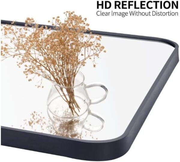 Bathroom Black Framed vanity mirror with Curved Edge - Image 3